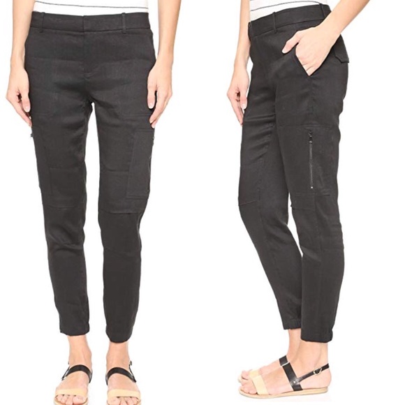 black linen cargo pants